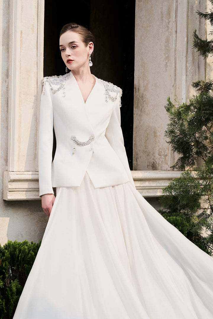 Stylized Shoulder Blazer With A-Line Silhouette