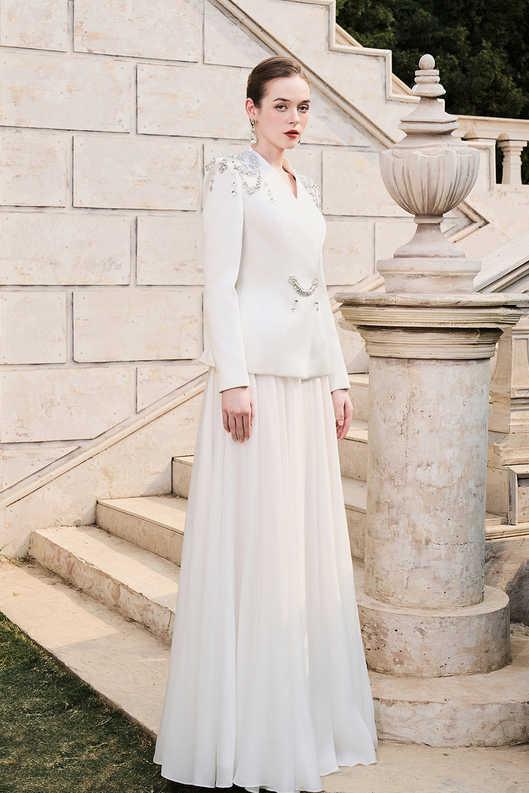 Stylized Shoulder Blazer With A-Line Silhouette