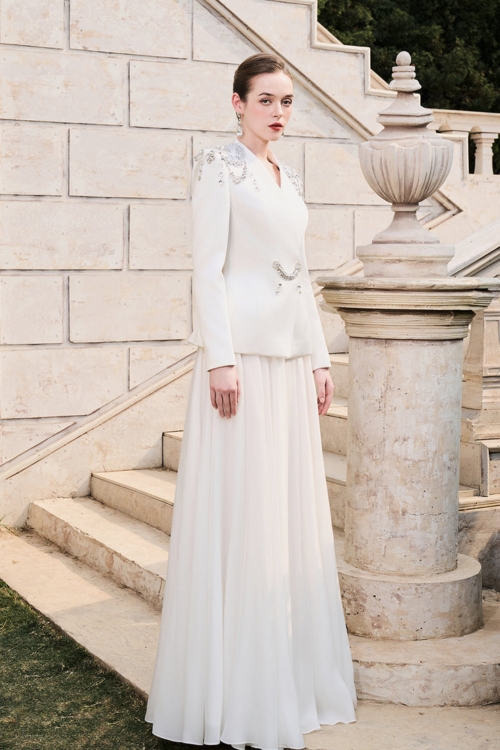 Stylized Shoulder Blazer With A-Line Silhouette