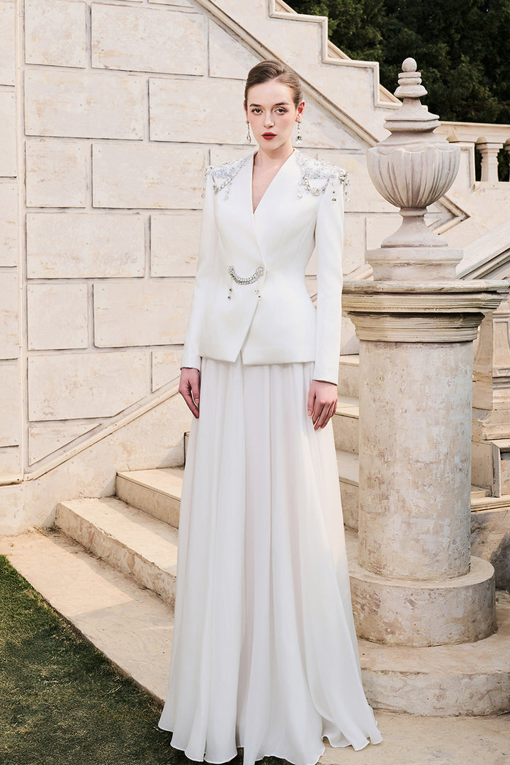 Stylized Shoulder Blazer With A-Line Silhouette