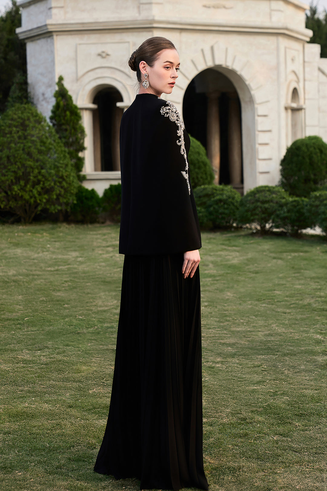 Collarless 3D Crystal-Embellished Blazer