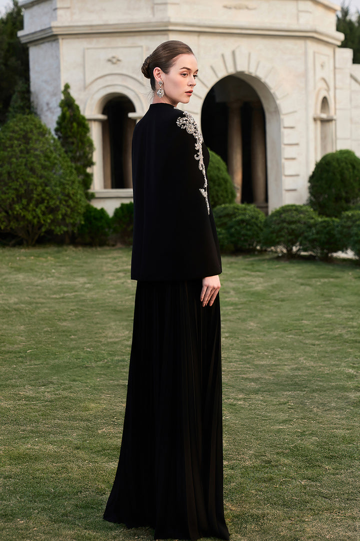 Collarless 3D Crystal-Embellished Blazer