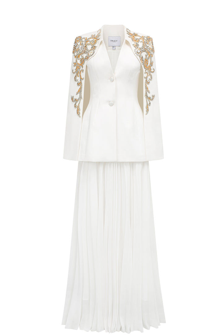 Collarless Cape Sleeve Blazer