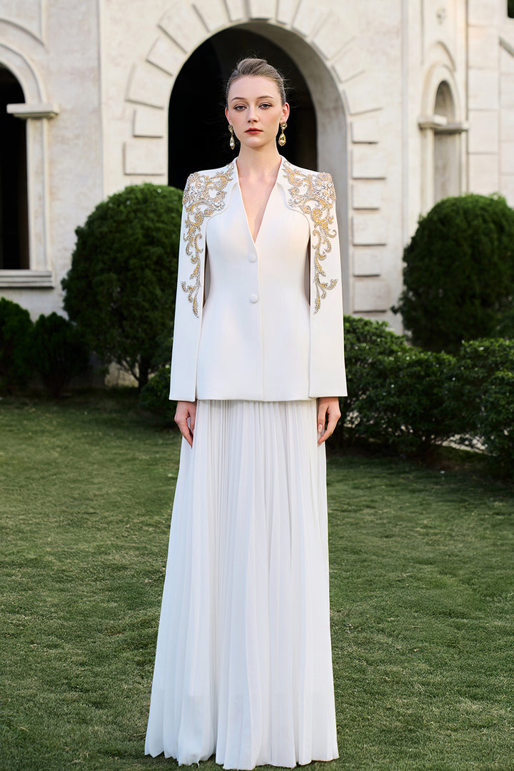 Collarless Cape Sleeve Blazer