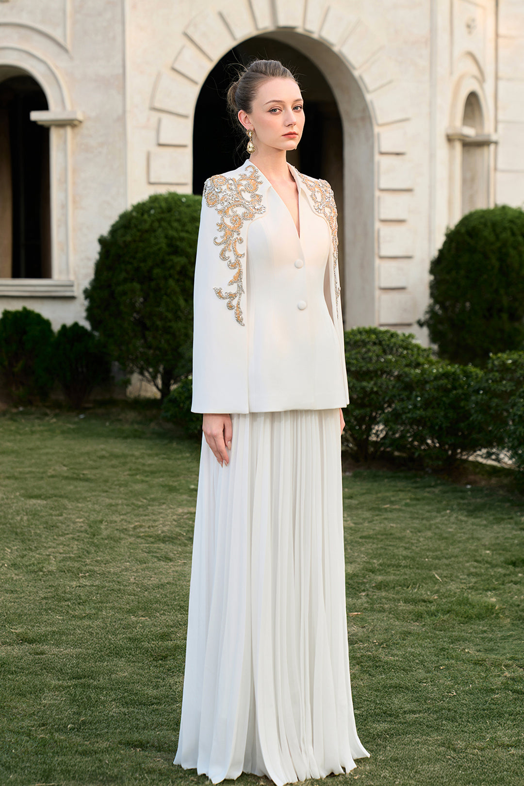 Collarless Cape Sleeve Blazer