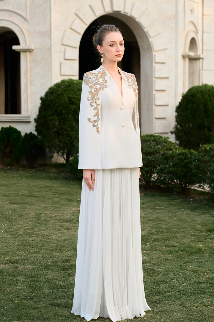 Collarless Cape Sleeve Blazer