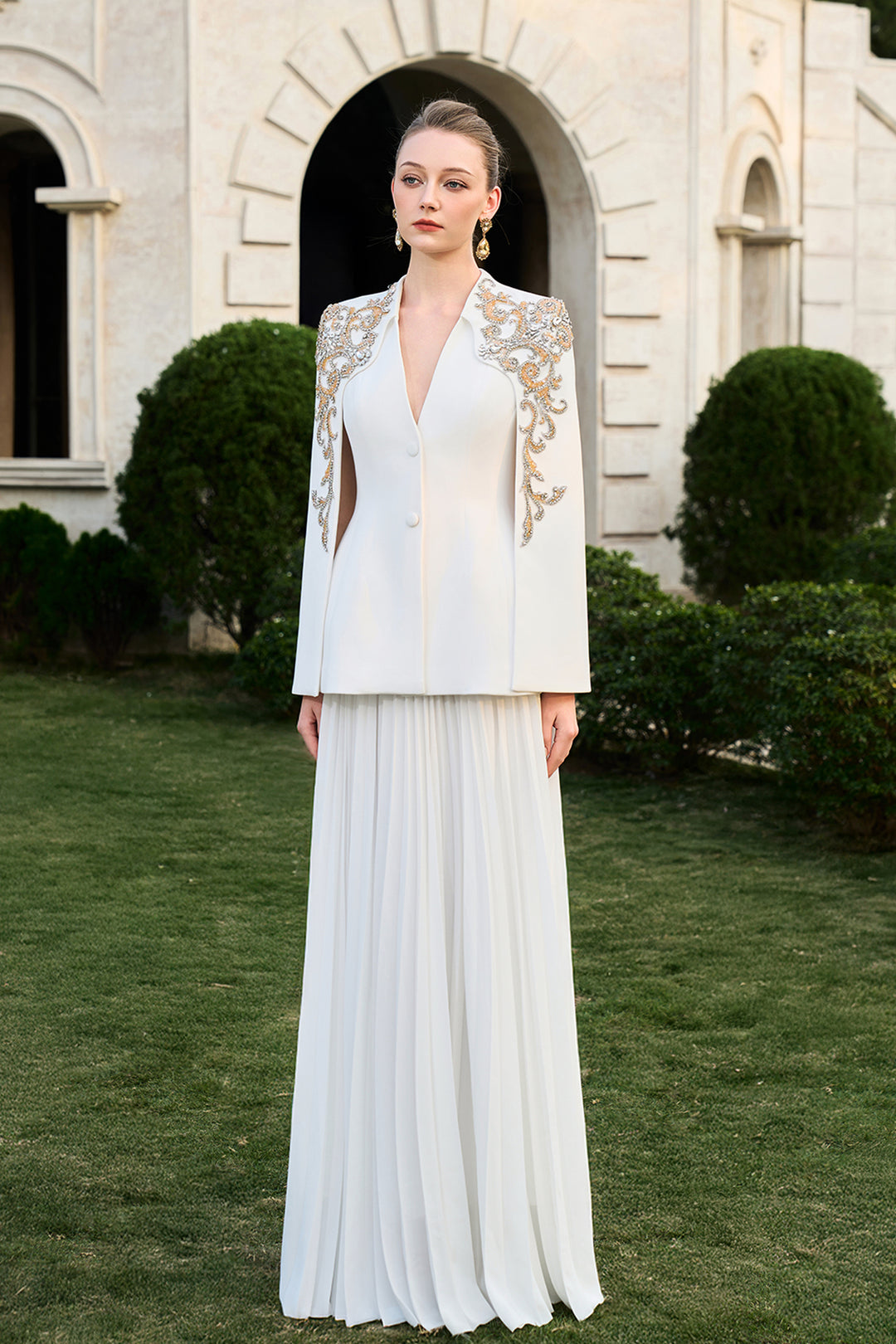 Collarless Cape Sleeve Blazer