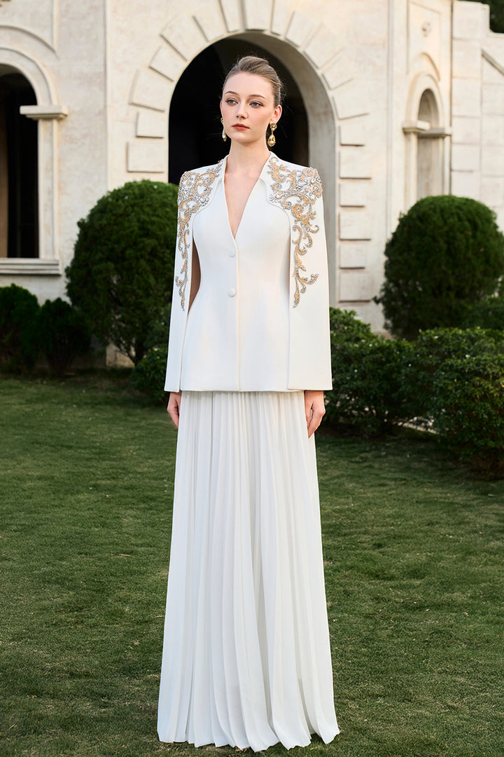 Collarless Cape Sleeve Blazer