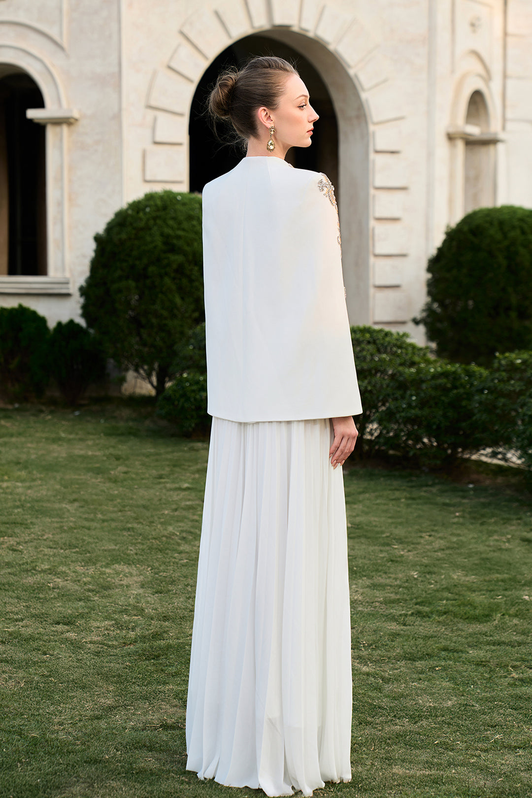 Collarless Cape Sleeve Blazer