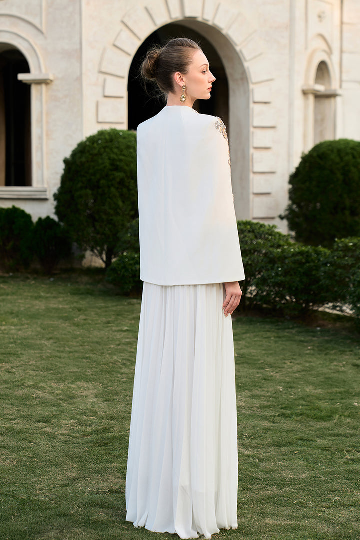 Collarless Cape Sleeve Blazer