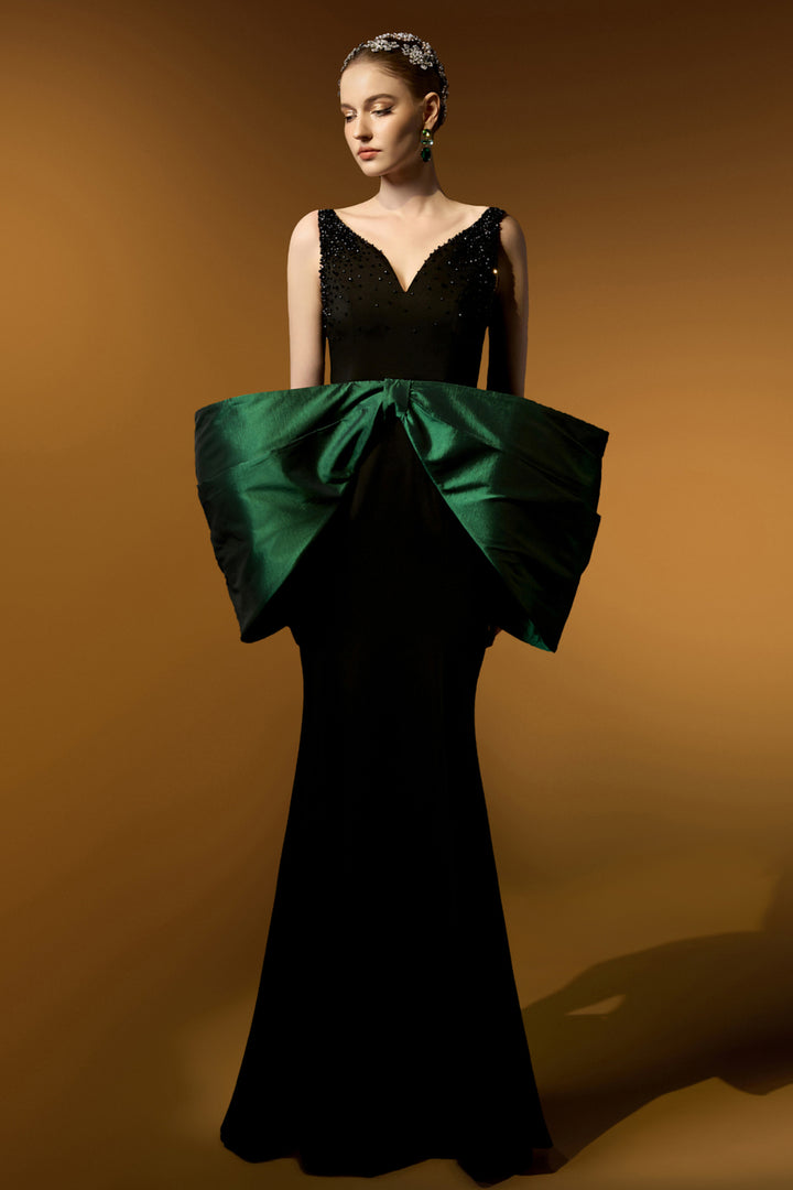 Sleeveless Mermaid Dress with Waist Bow