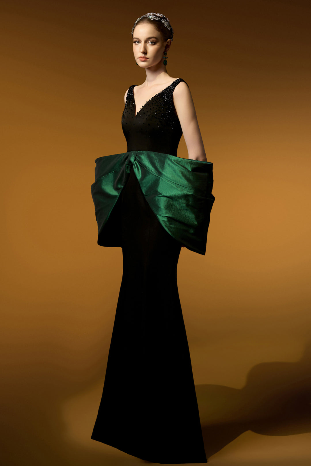 Sleeveless Mermaid Dress with Waist Bow