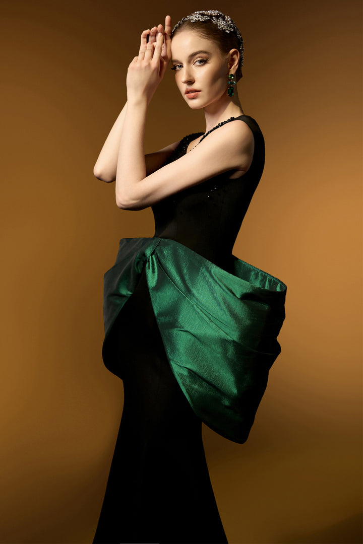 Sleeveless Mermaid Dress with Waist Bow