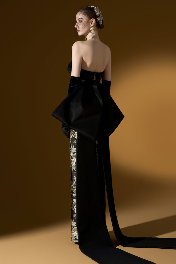 Bustier Column Dress with Back Bow