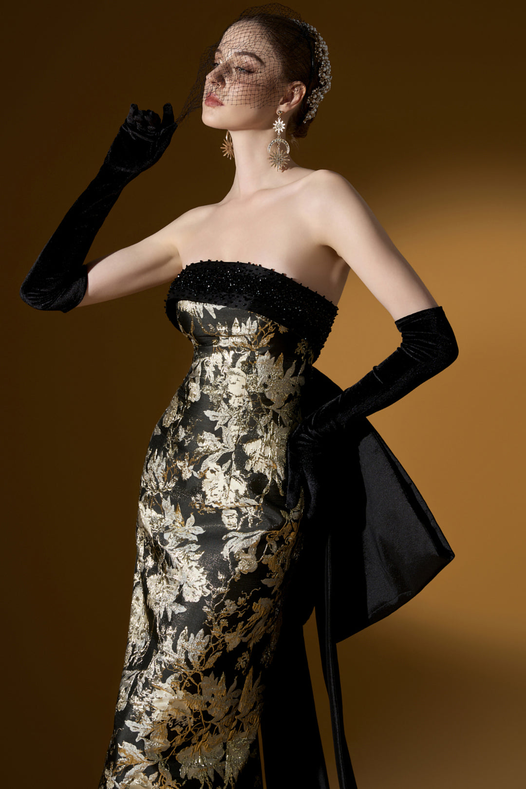 Bustier Column Dress with Back Bow