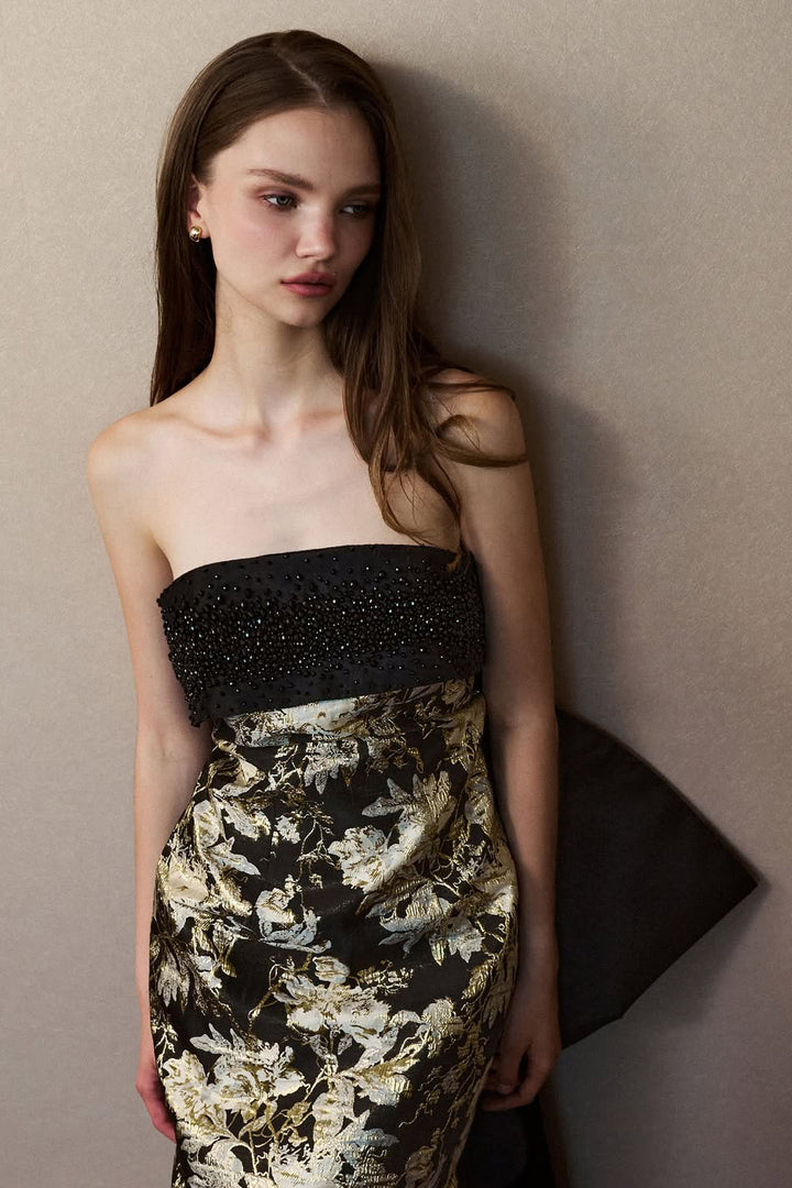 Bustier Column Dress with Back Bow