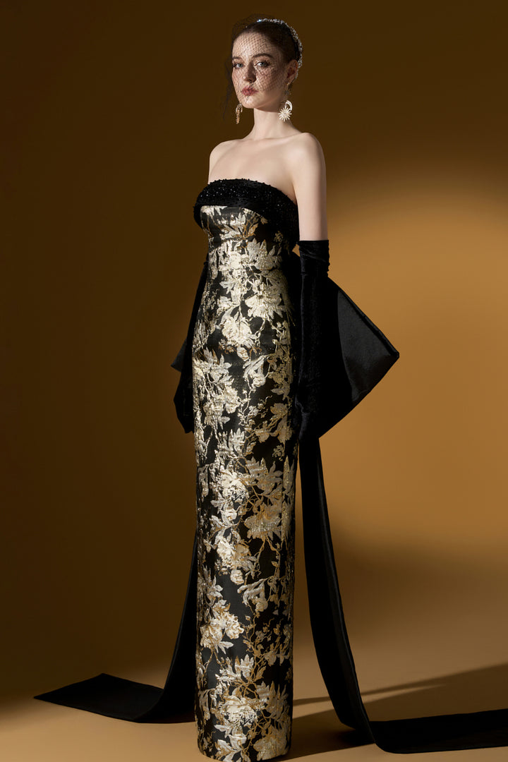 Bustier Column Dress with Back Bow