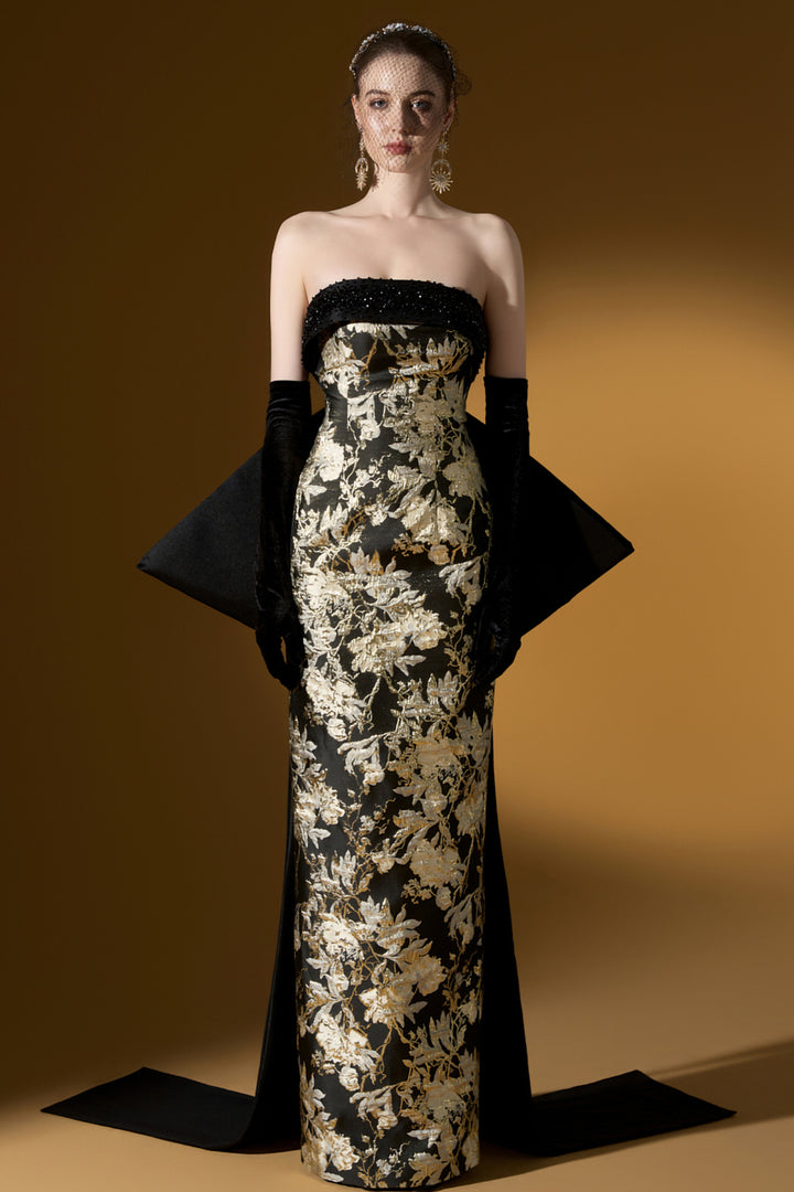 Bustier Column Dress with Back Bow