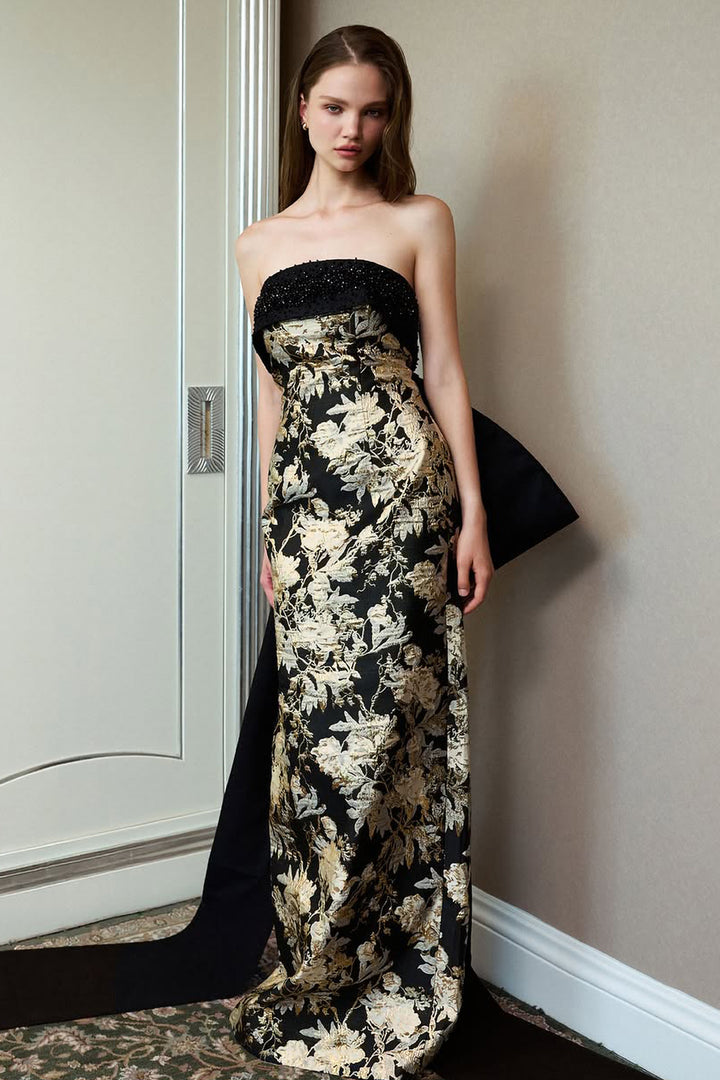Bustier Column Dress with Back Bow