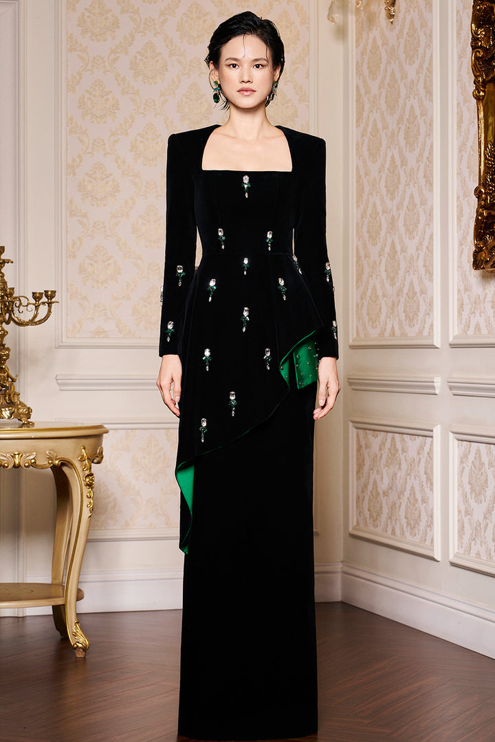 Architectural Line Column Long Dress