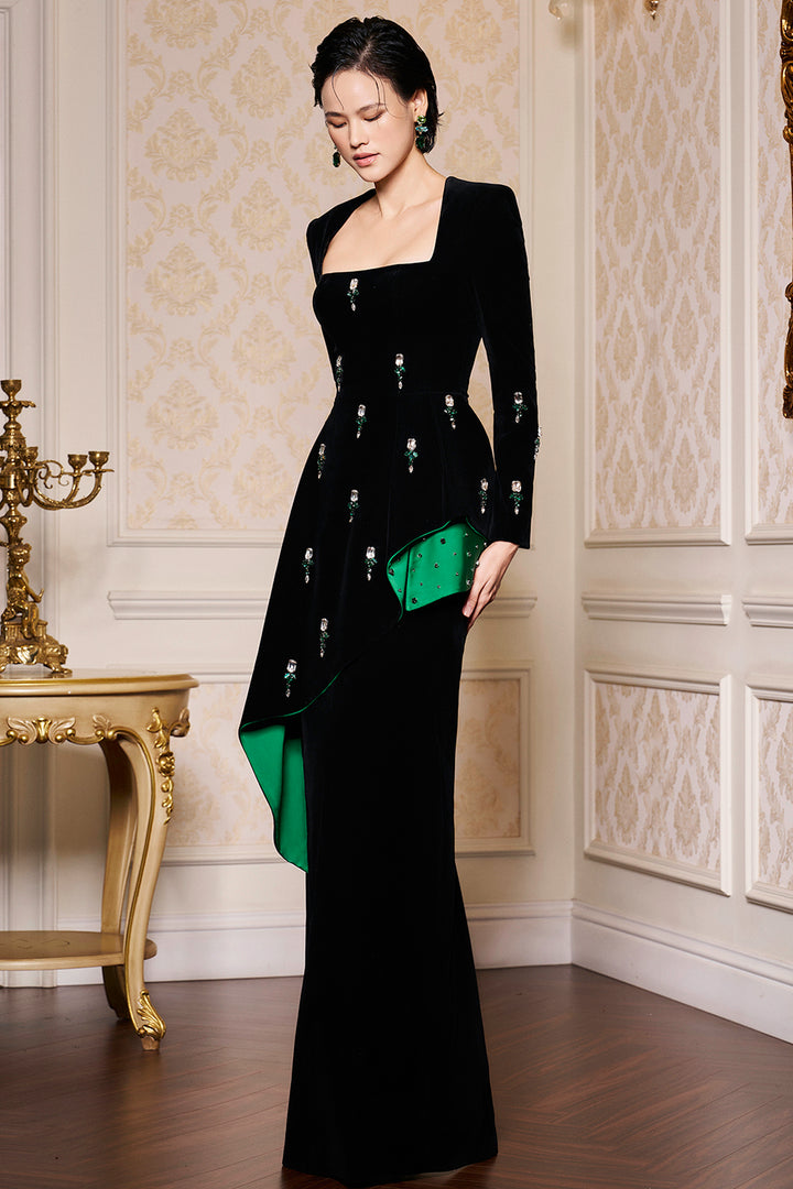 Architectural Line Column Long Dress