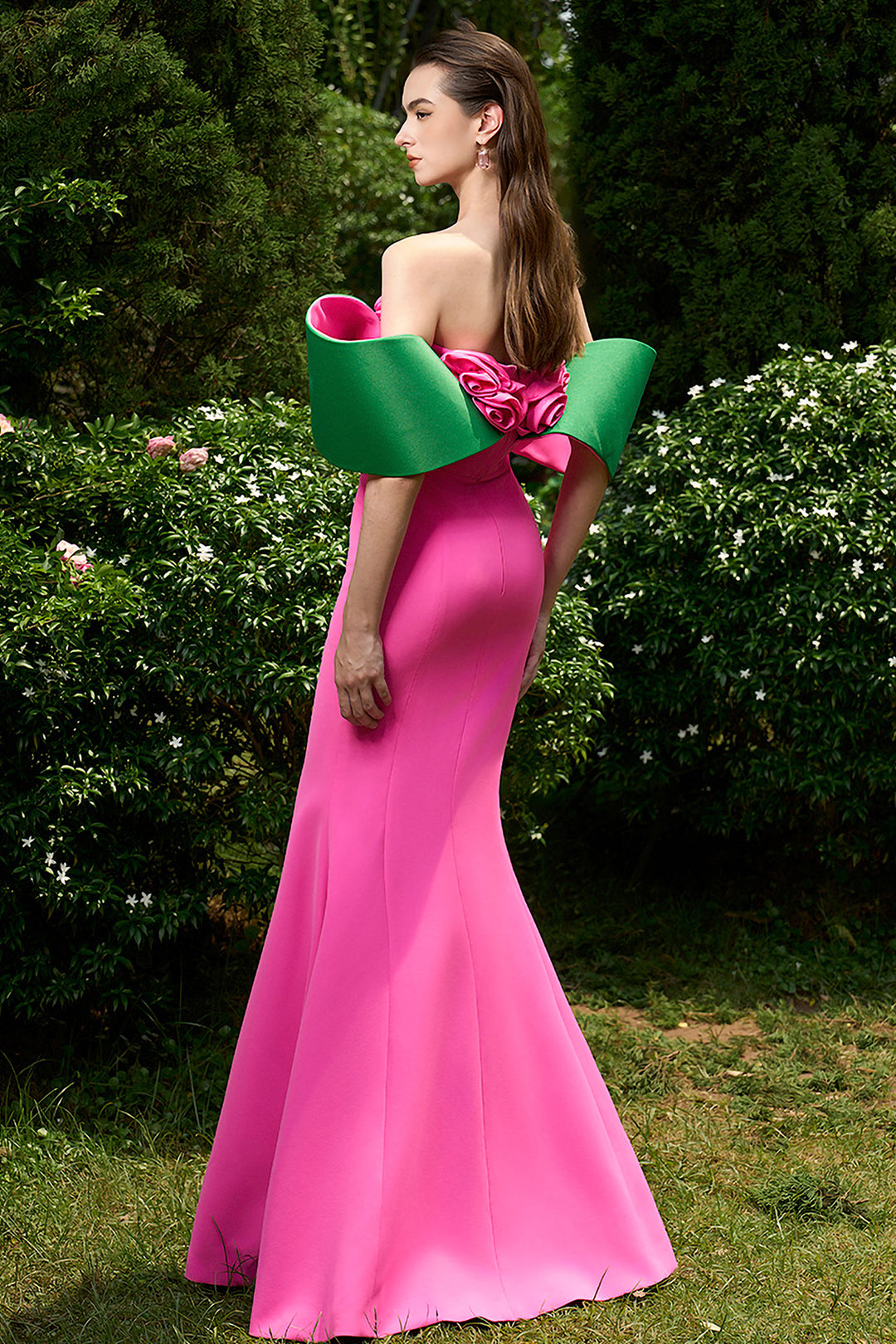 Mermaid Dress with Embroidery and Architectural Shoulders