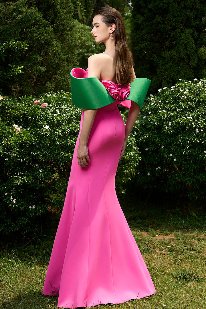 Mermaid Dress with Embroidery and Architectural Shoulders