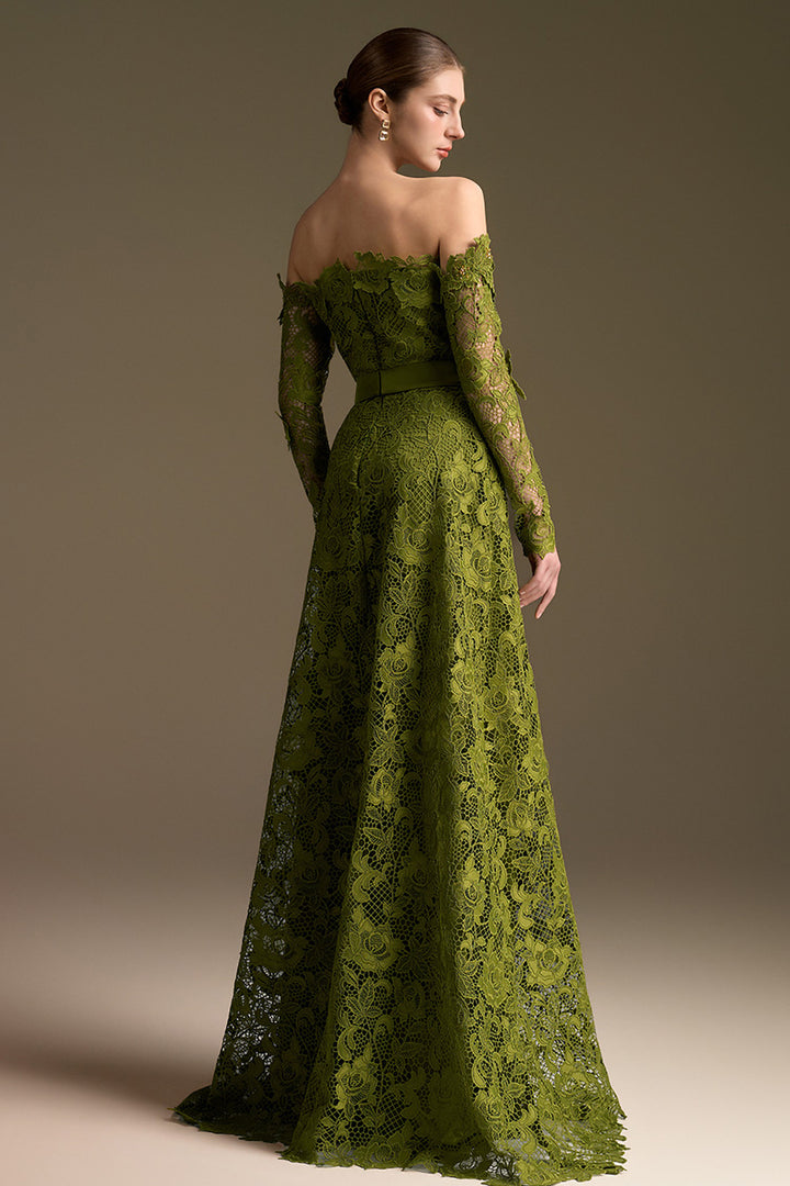 Long Sleeves Off-Shoulder A-line Dress