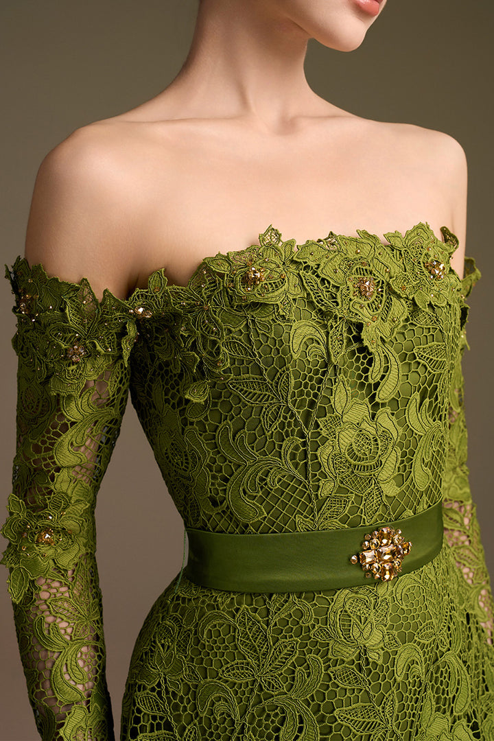 Long Sleeves Off-Shoulder A-line Dress