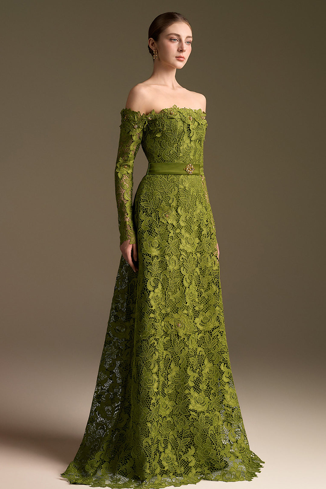 Long Sleeves Off-Shoulder A-line Dress