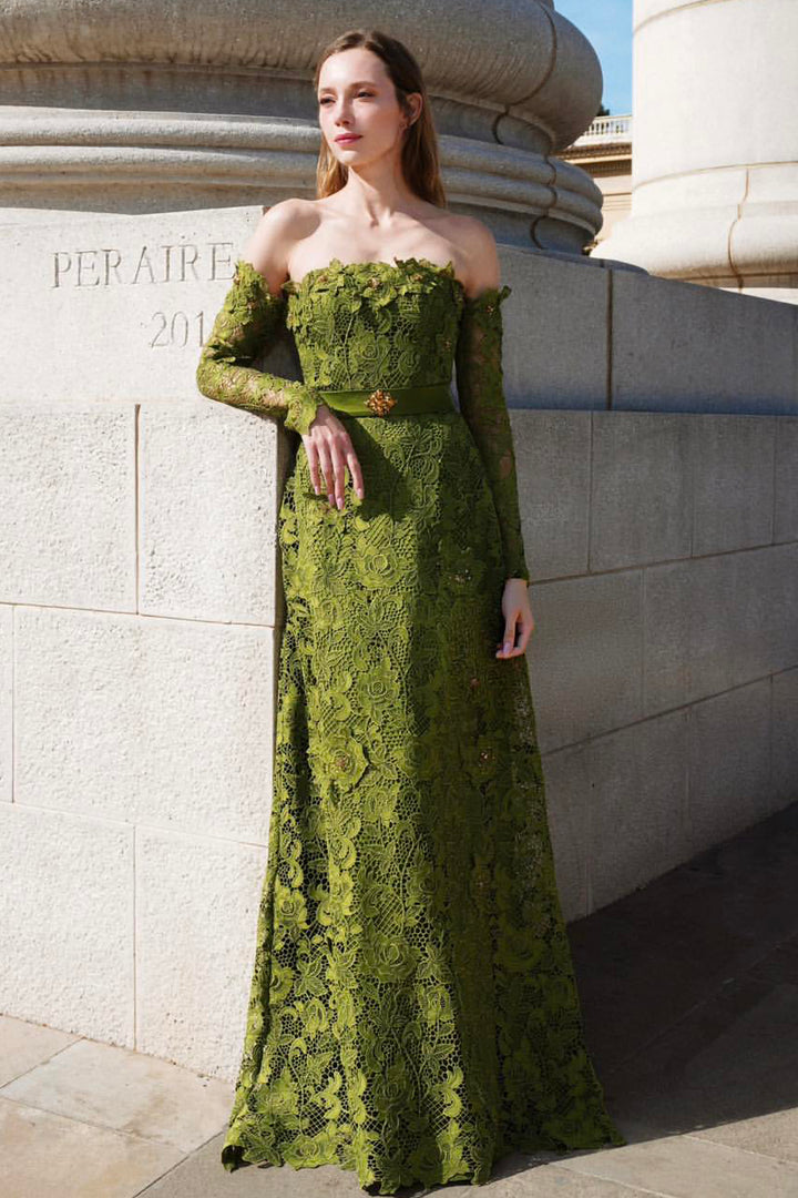 Long Sleeves Off-Shoulder A-line Dress