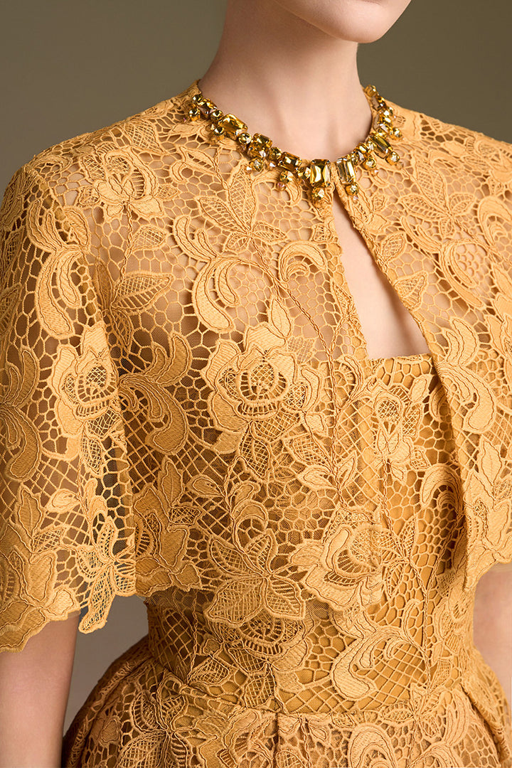 Bustier A-Line Dess With Mini Cape