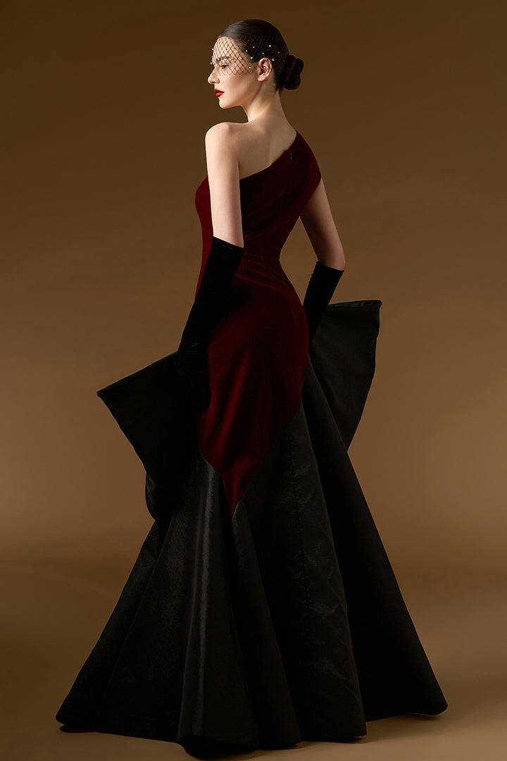 Asymmetric One-Shoulder Dress with Bow