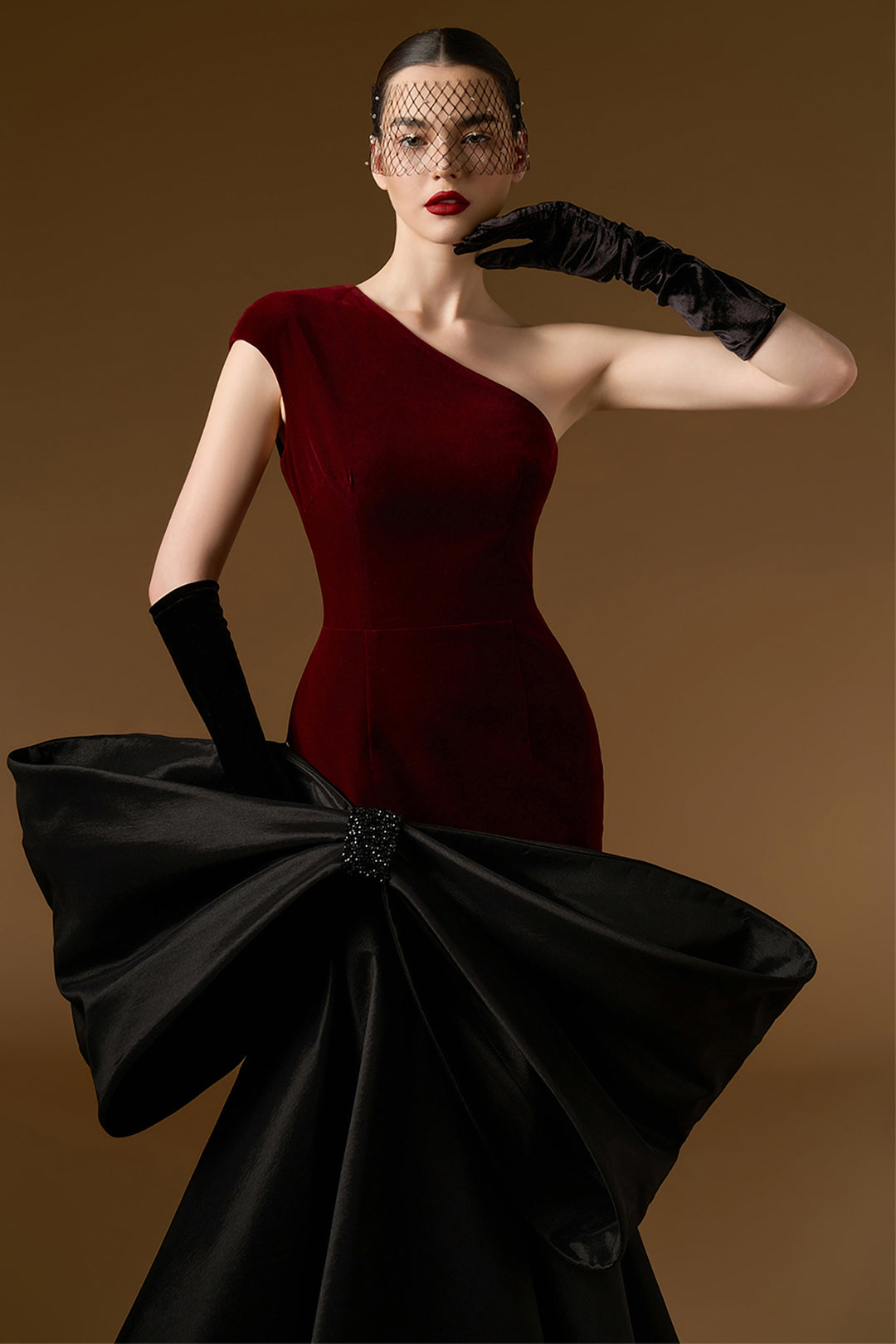 Asymmetric One-Shoulder Dress with Bow