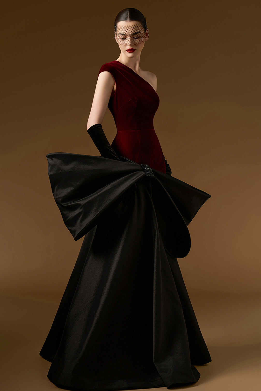 Asymmetric One-Shoulder Dress with Bow