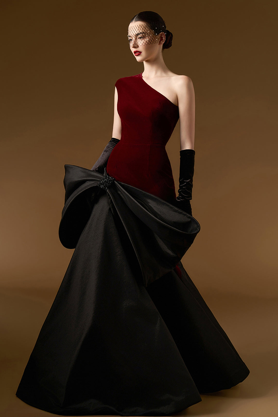 Asymmetric One-Shoulder Dress with Bow