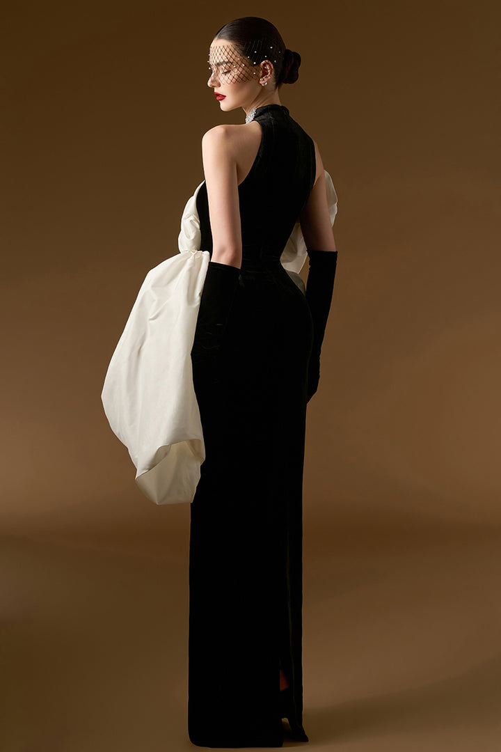 Column Dress with Draped Bouffant
