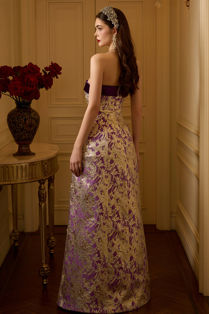 Strapless Jacquard A-Line Dress