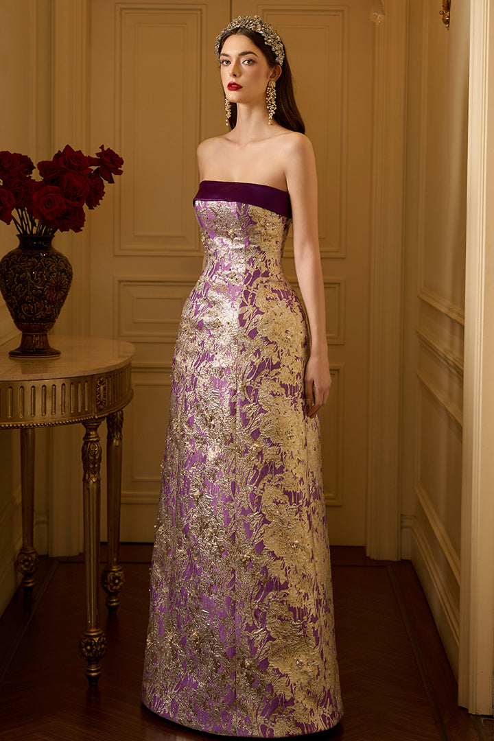Strapless Jacquard A-Line Dress