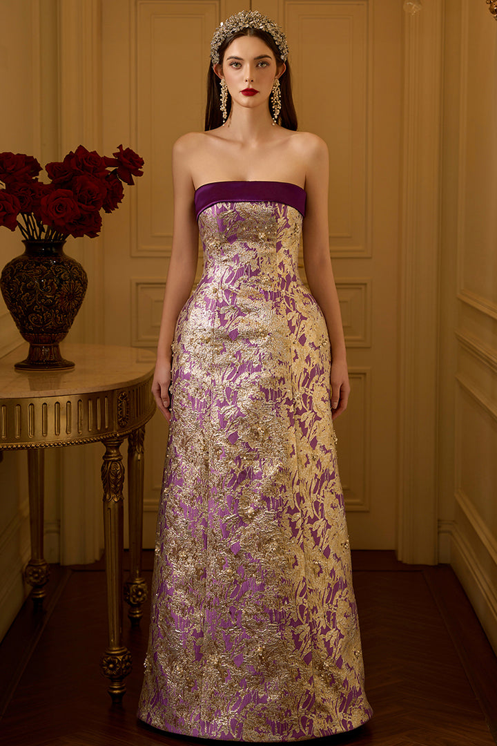 Strapless Jacquard A-Line Dress
