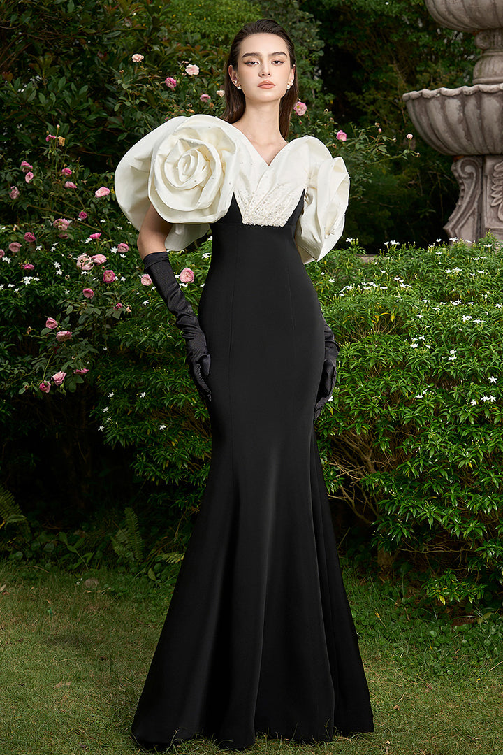 Ruffled Sleeves with Mermaid Long Dress