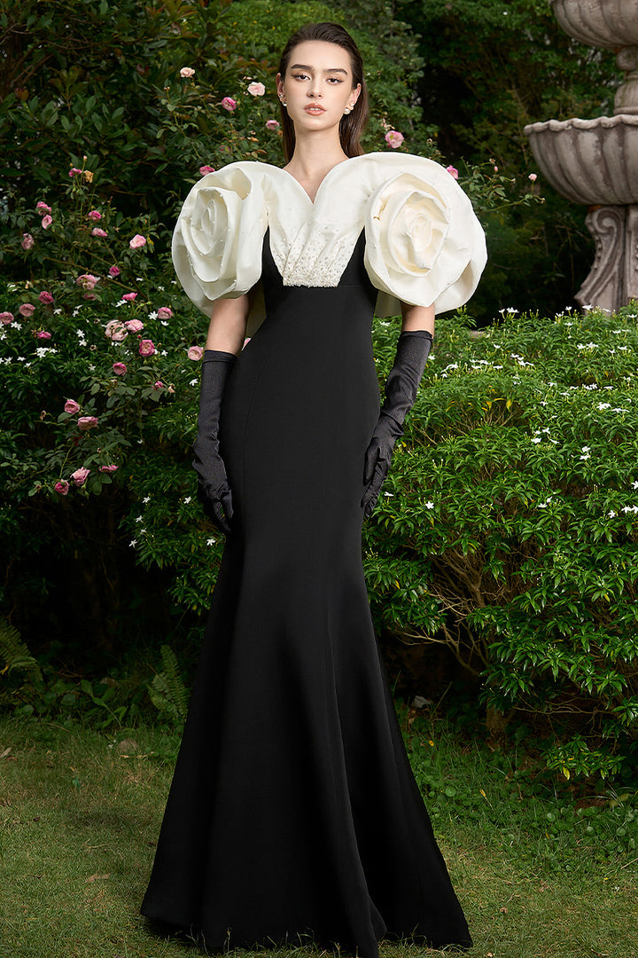 Ruffled Sleeves with Mermaid Long Dress