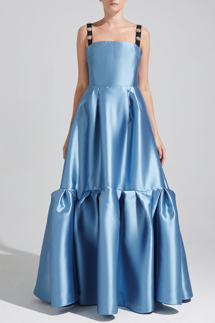 Taffeta Dress with Pleated Volume