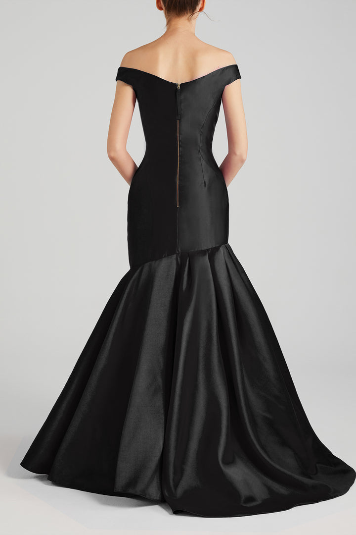 Mermaid Off-The-Shoulder Dress with Beading