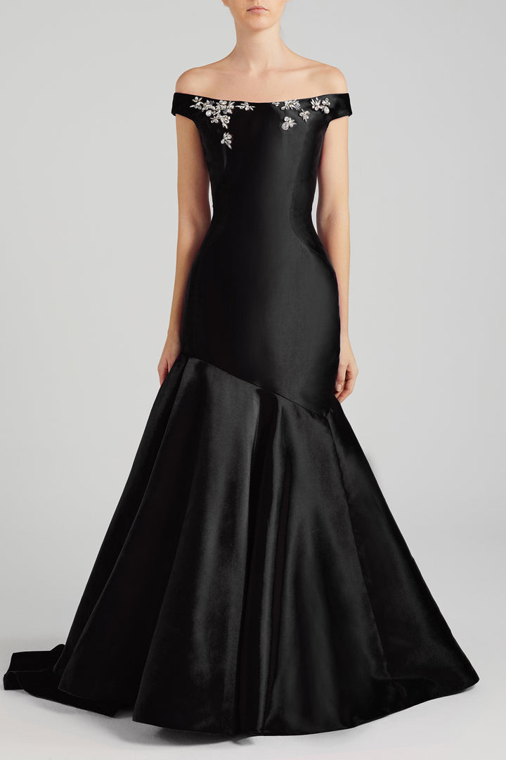 Mermaid Off-The-Shoulder Dress with Beading