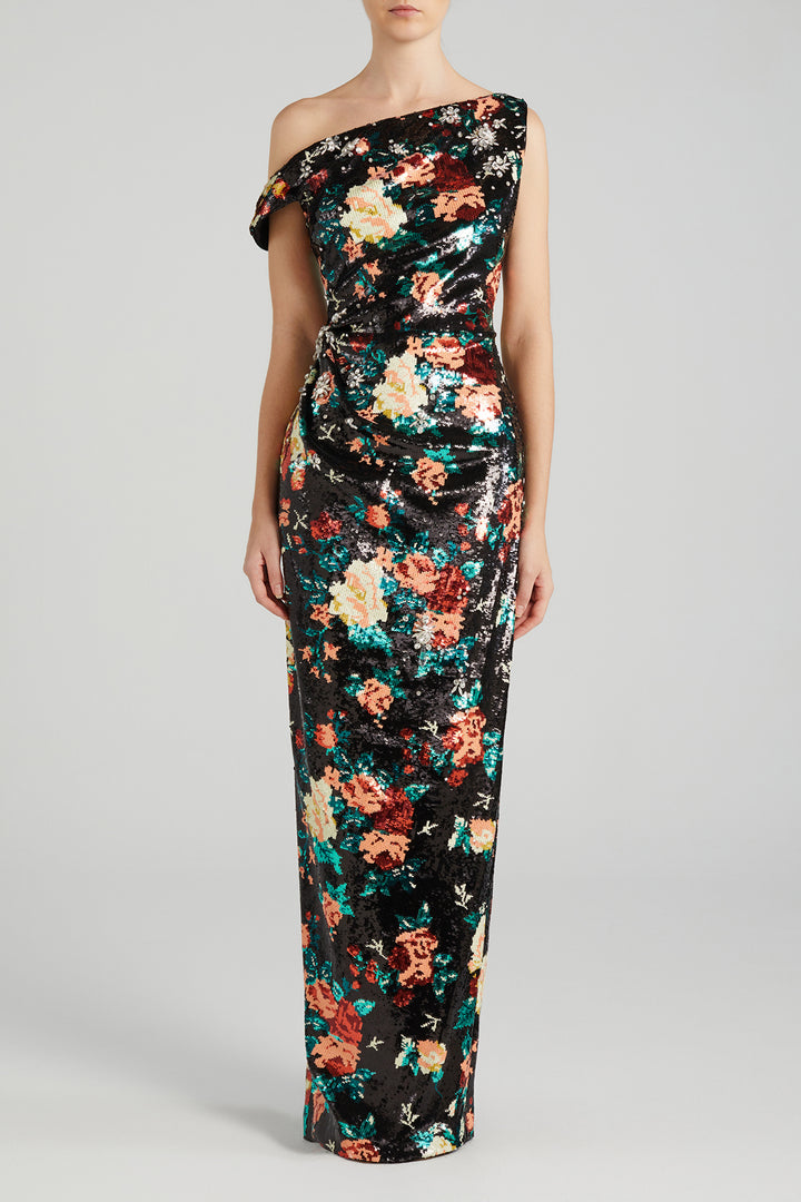 Column Sequin Off-The-Shoulder Dress