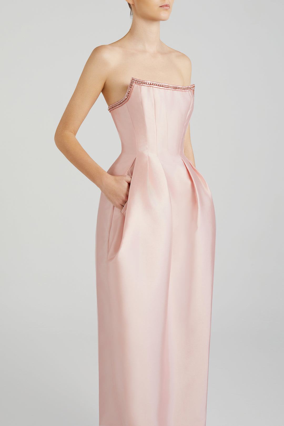 Strapless Cocoon Taffeta Dress