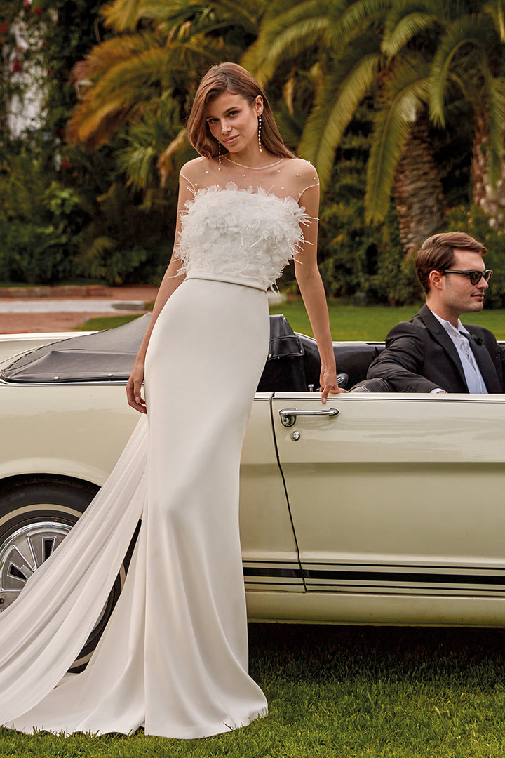 Mermaid Dress with Embroidered Tulle