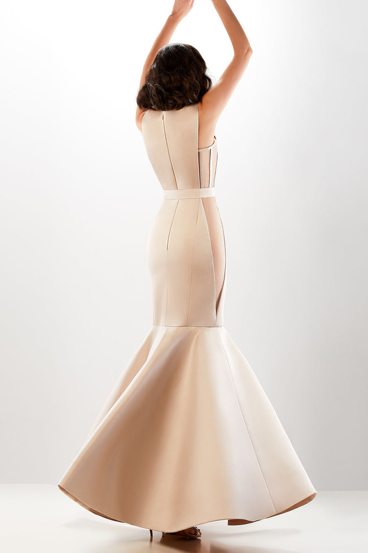 Satin and Tulle Mermaid Dress with Geometric Corset