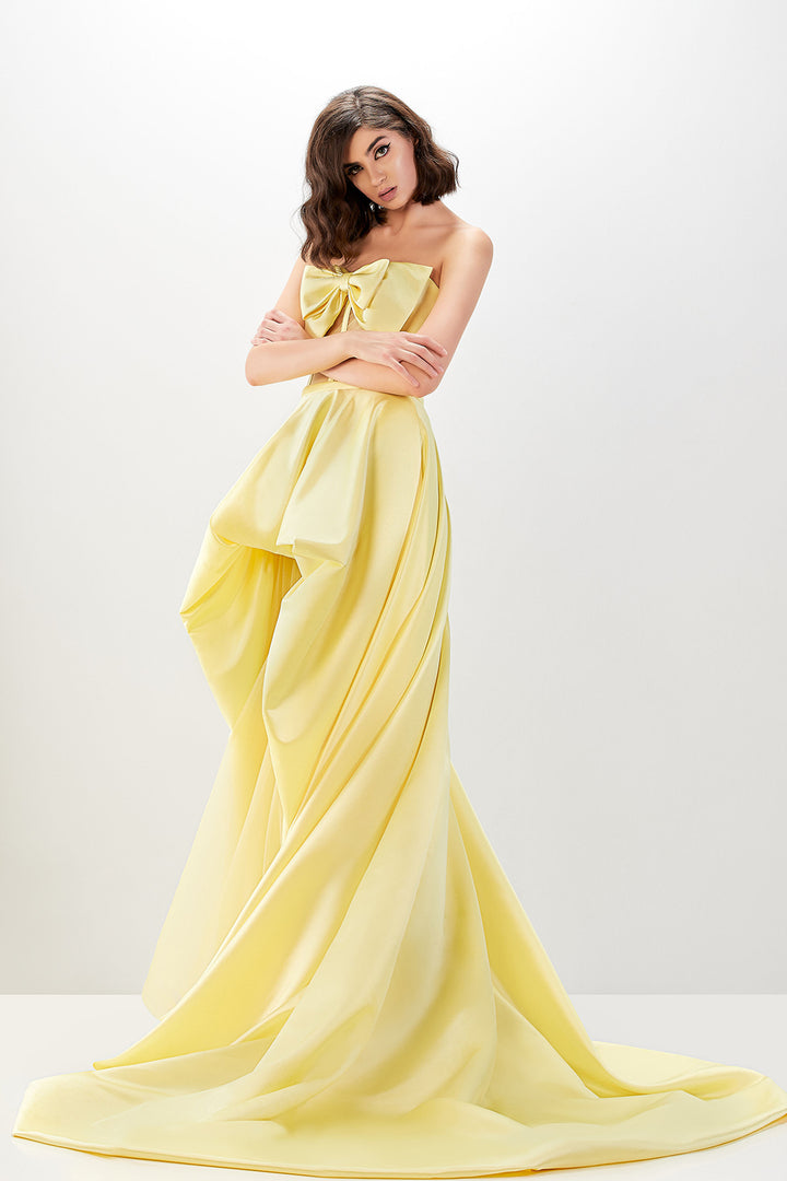 Satin Tulle Dress with Corset and Bow